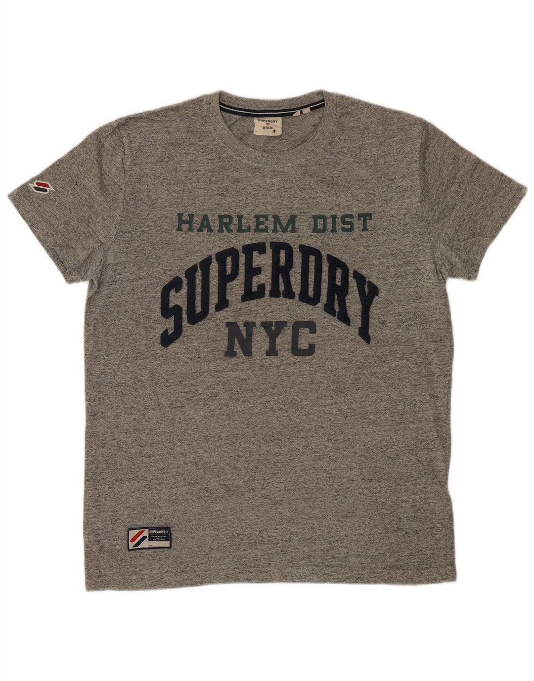 Superdry Herren Grafik-T-Shirt-Oberteil aus mittelgrau gesprenkelter Baumwolle