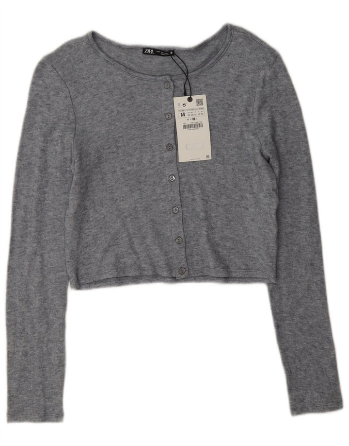 Zara Damen Crop Top UK 14 Mittelgraue Viskose