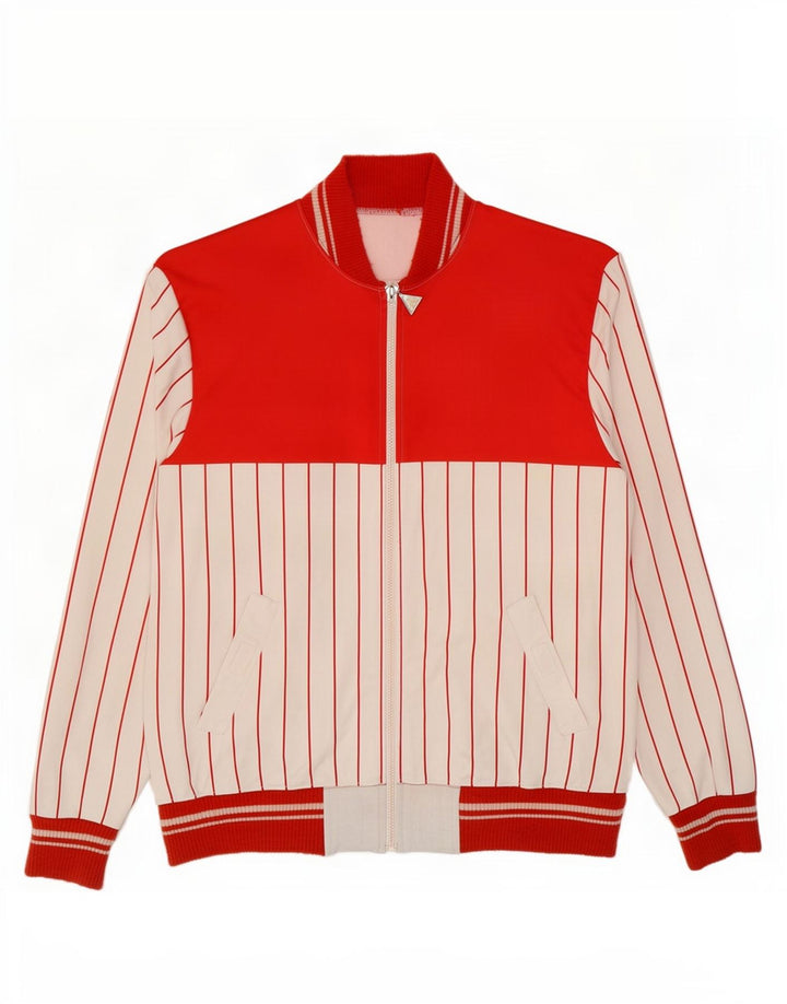 Vintage Herren-Trainingsanzug-Top-Jacke, groß, rot gestreift