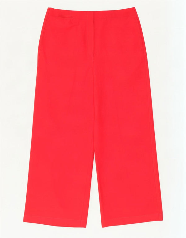Zara Damen-Freizeithose mit hoher Taille und weitem Bein, Größe L, W30, L29, Rot, Polyester