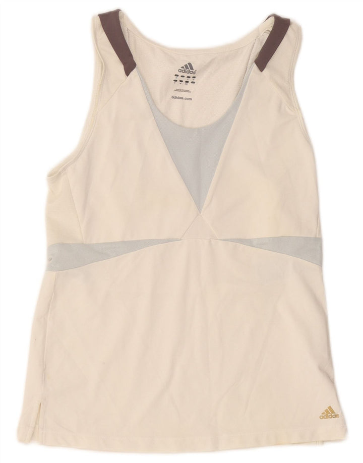 Adidas Damen Climacool Vest Top UK 16 Large Weiß Colourblock