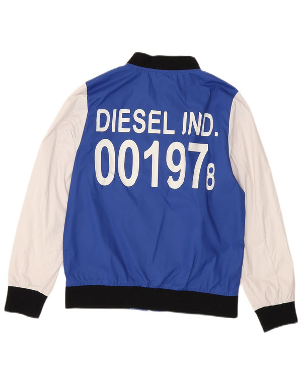 Diesel Jungen Bomberjacke mit Grafik, 11–12 Jahre, blaues Colourblock-Nylon