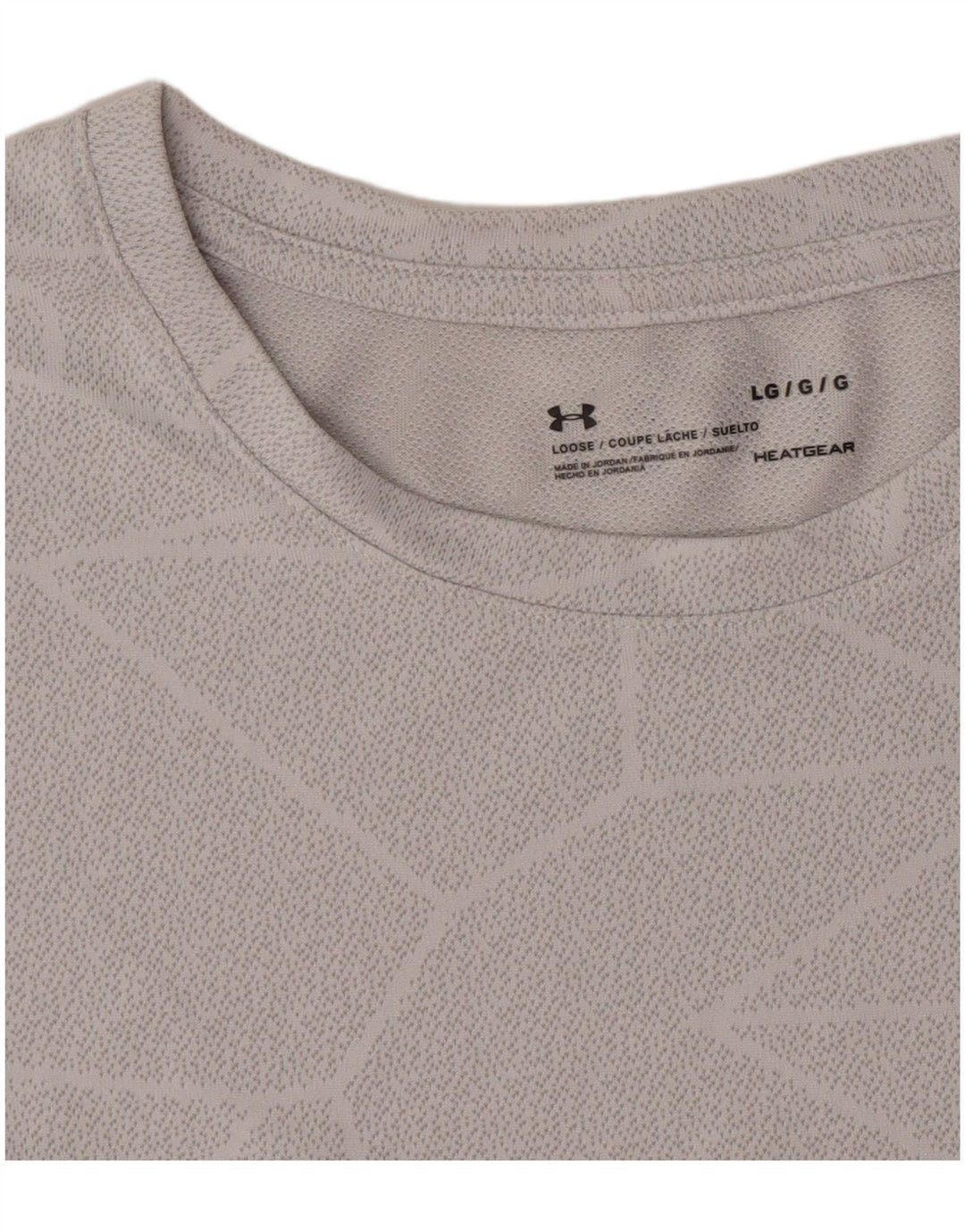 Under Armour Herren Heat Gear T-Shirt-Oberteil, großes graues geometrisches Polyester