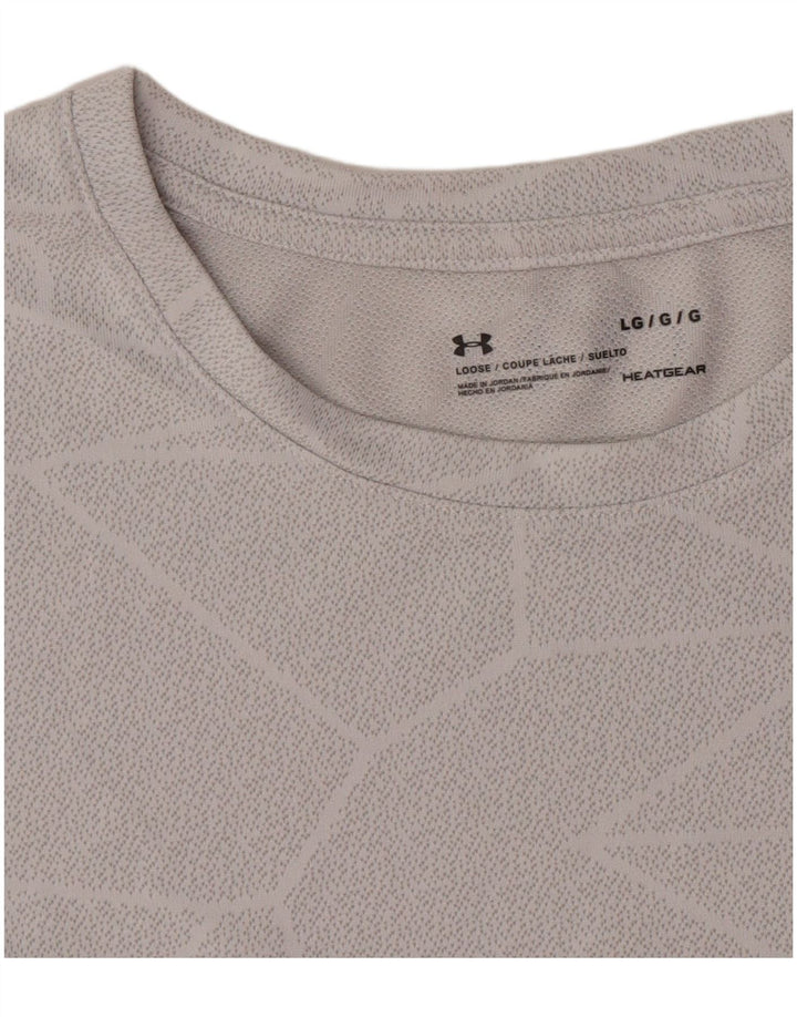 Under Armour Herren Heat Gear T-Shirt-Oberteil, großes graues geometrisches Polyester