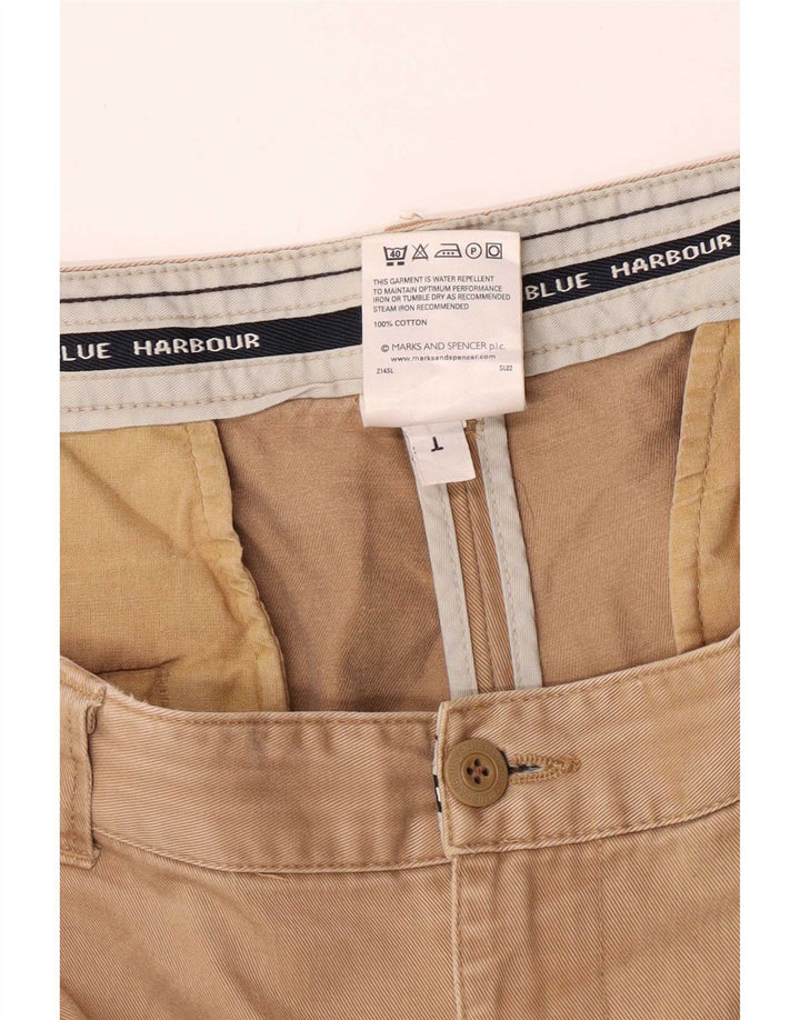 Marks & Spencer Herren-Chinohose Harbor Pegged, Blau, W42, L31, Beige