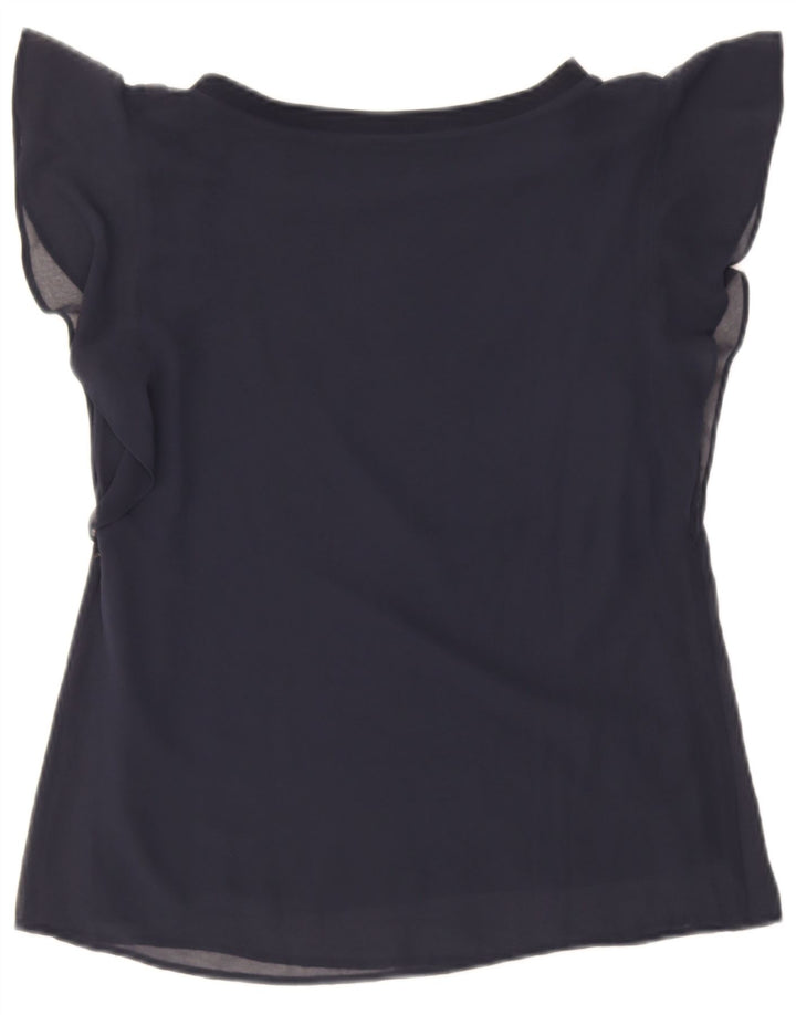 Zara Damen-Blusenoberteil in Übergröße, Gr. 6, XS, marineblaue Viskose