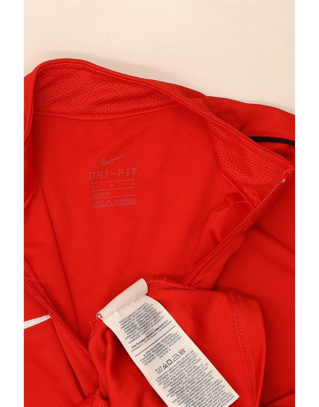Nike Dri-Fit-Trainingsanzugoberteil für Jungen, 10–11 Jahre, mittelrotes Polyester