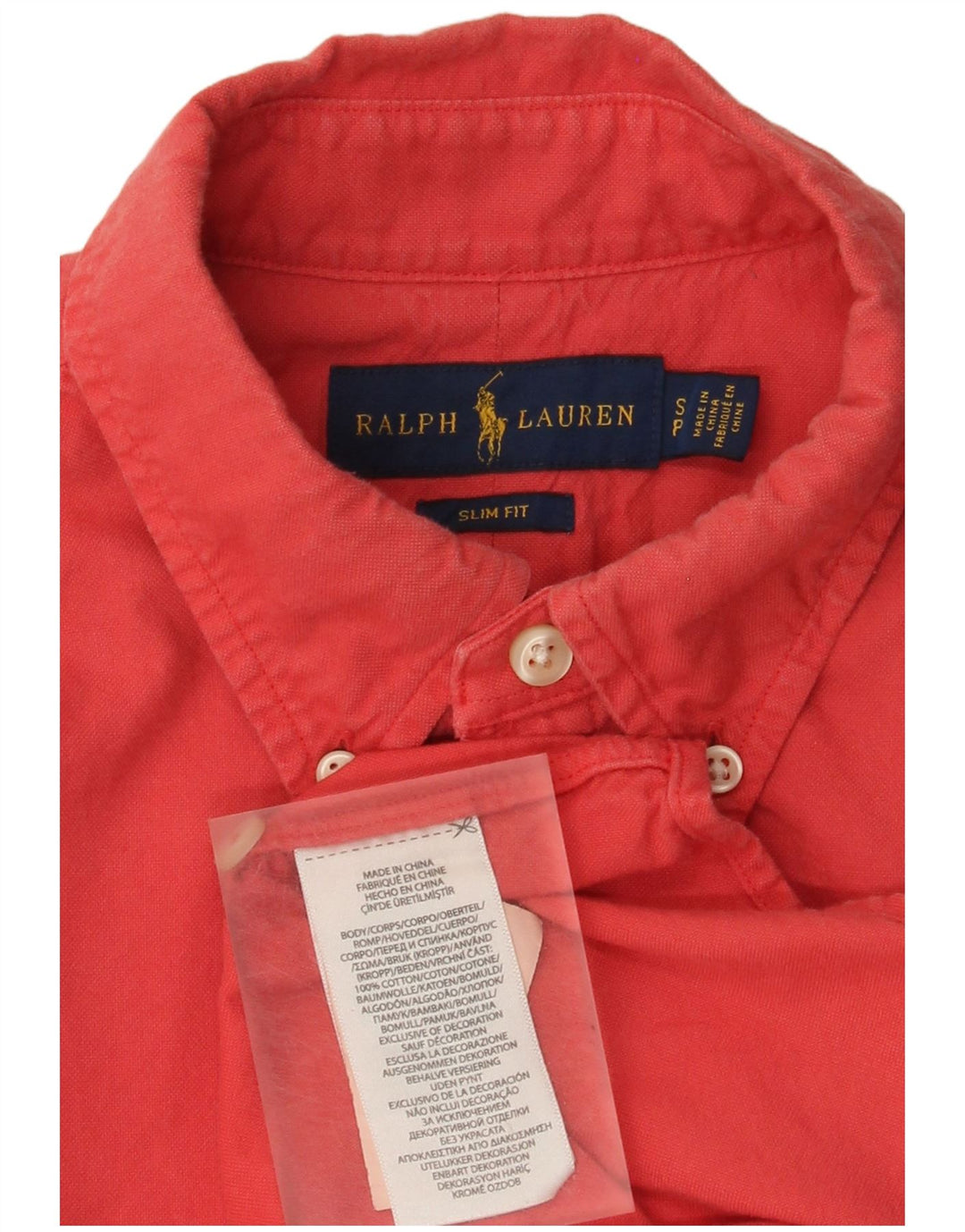 Ralph Lauren Herren-Slim-Fit-Hemd, klein, aus roter Baumwolle