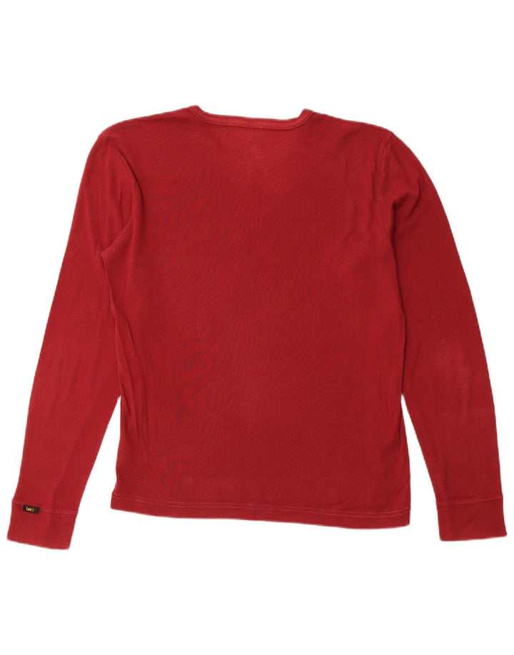 LEE Damen Top Langarm UK 16 Große rote Baumwolle