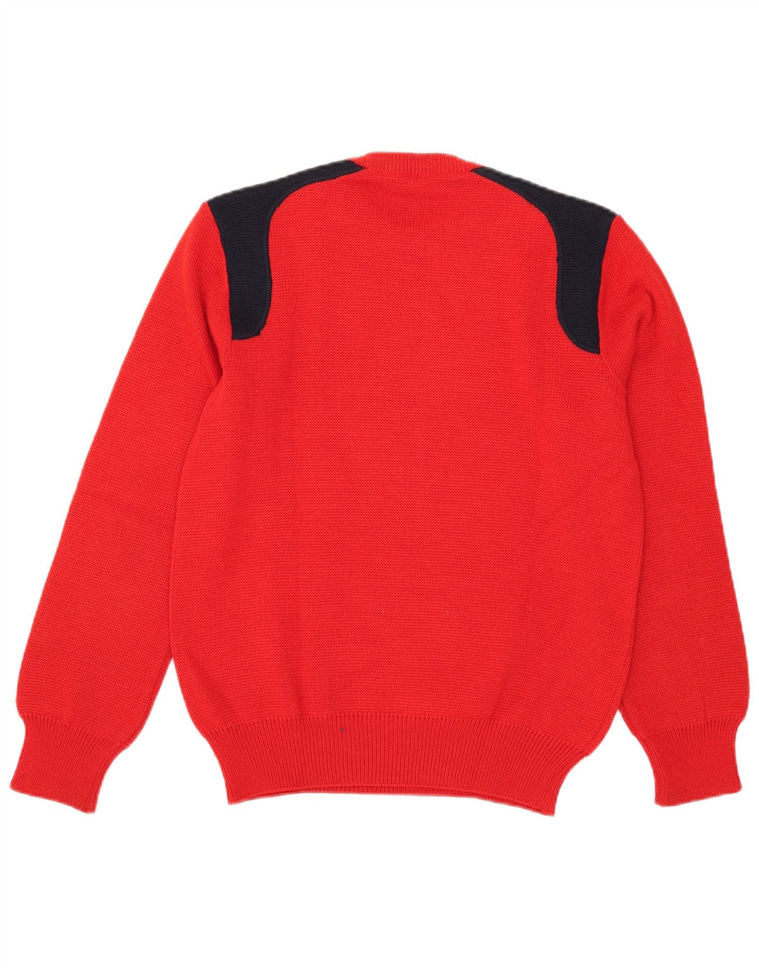 Life Line Herren-Pullover mit Rundhalsausschnitt, mittelrote Wolle im Colourblock-Design