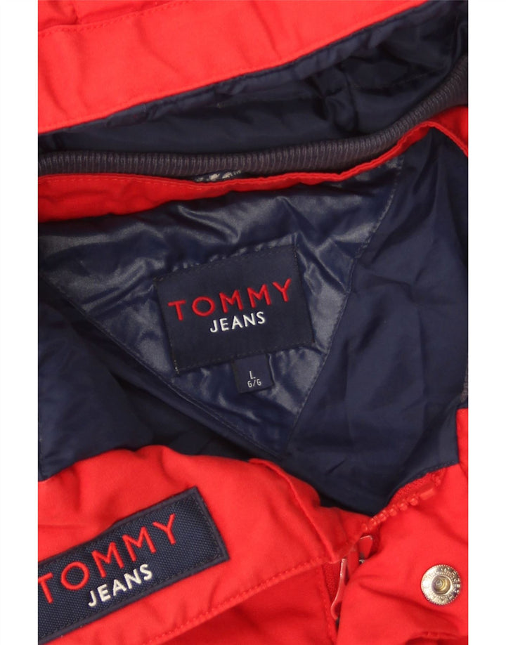 Tommy Hilfiger Herren-Jacke mit Kapuze, gepolstert, UK 40, Größe L, Rot, Polyester
