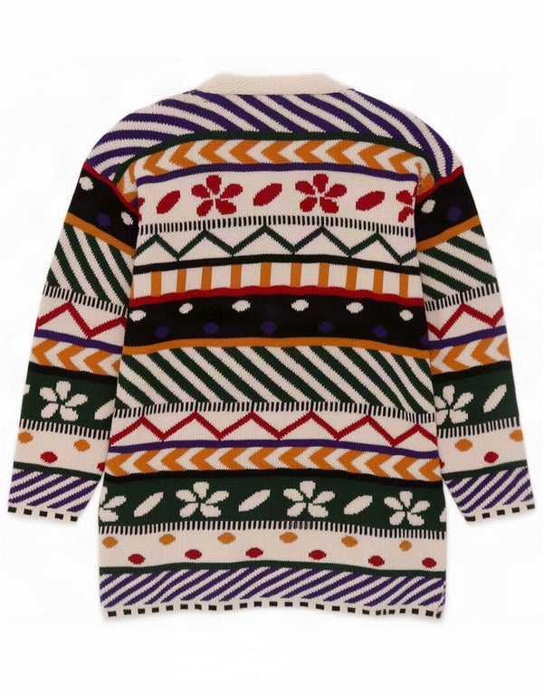 Vintage Womens Abstract Pattern Cardigan Sweater UK 14 Medium Mehrfarbig