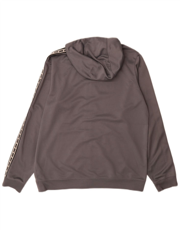 Nike Herren-Kapuzenpullover mit grafischem Reißverschluss, groß, graues Farbblock-Polyester
