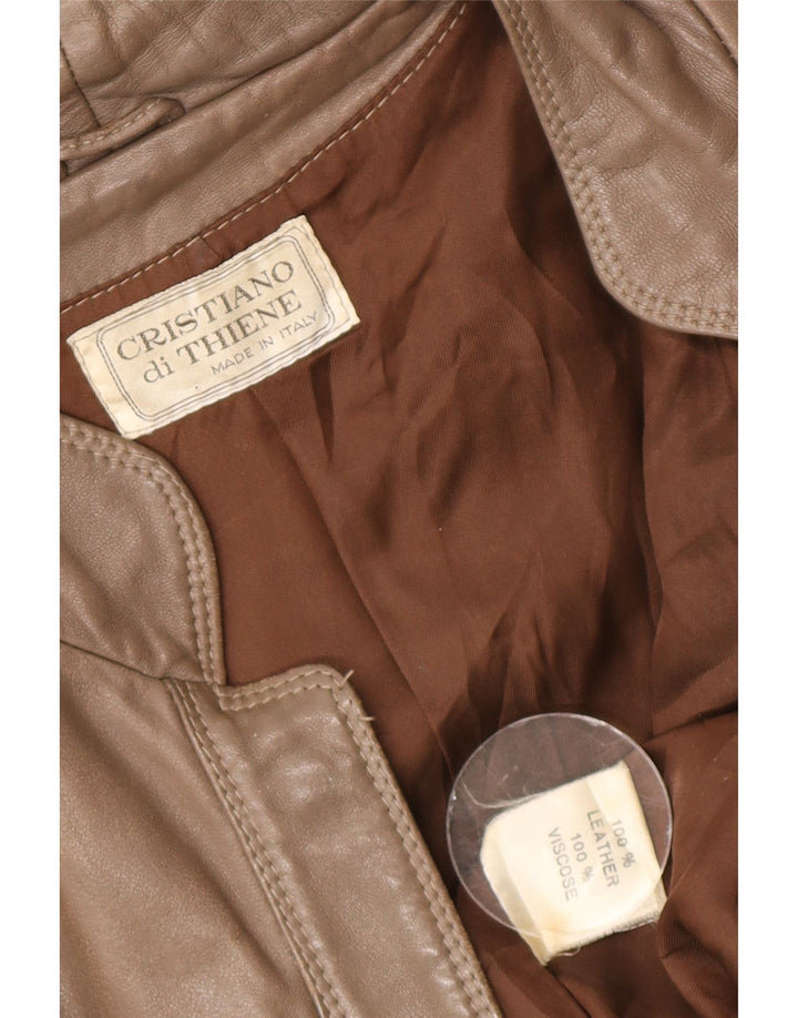Cristiano Di Thiene Damen Lederjacke UK 14 Mittelbraunes Leder