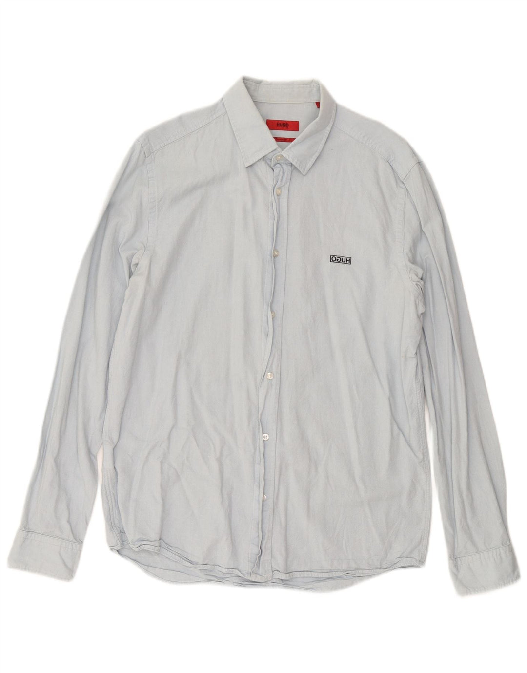 Hugo Boss Herren-Hemd mit gerader Passform, mittelblaue Baumwolle