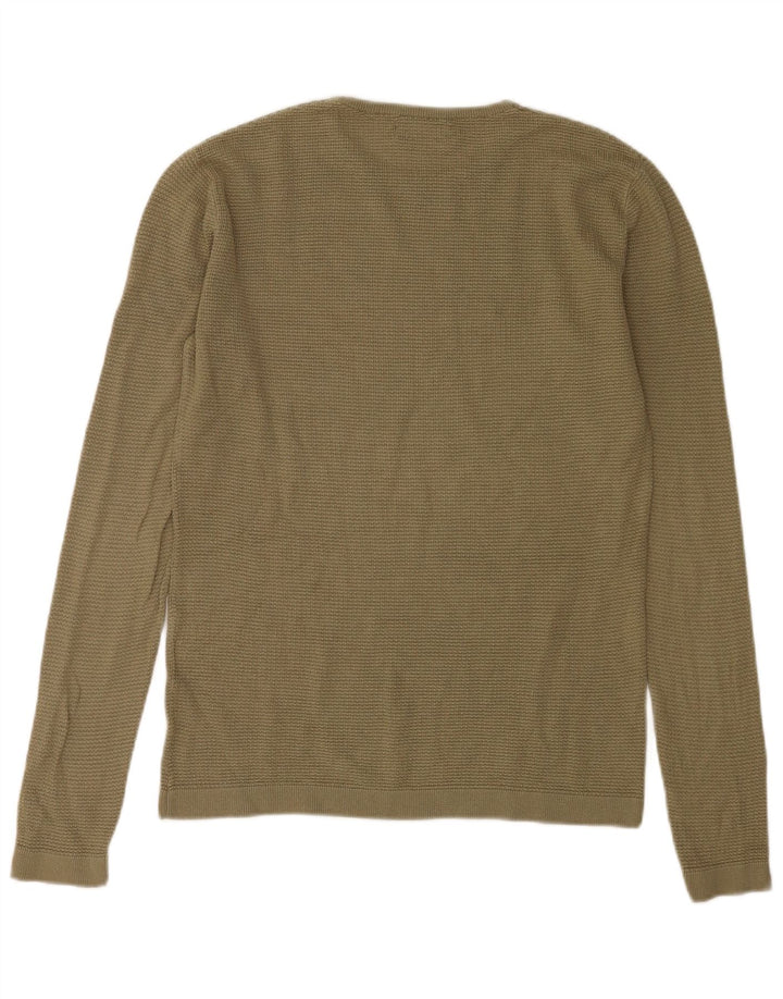Zara Herren-Pullover mit Rundhalsausschnitt, Mittelkhaki
