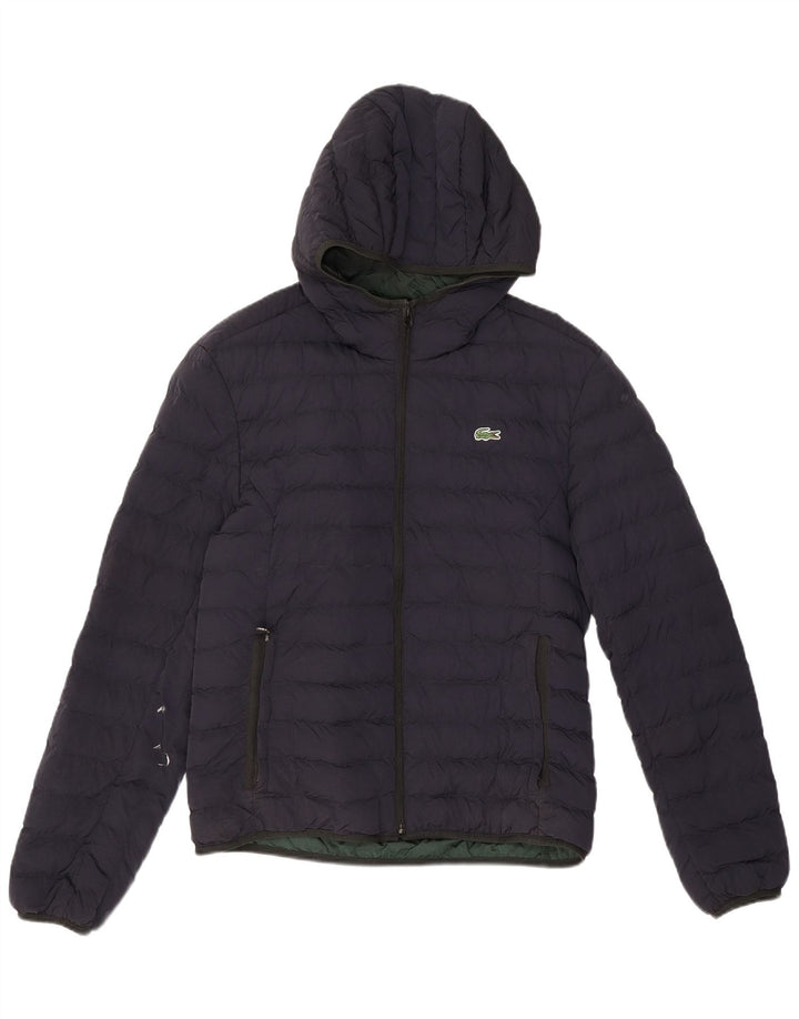 Lacoste Herren-Jacke mit Kapuze, gepolstert, Größe 50, Mittel, Marineblau, Polyamid