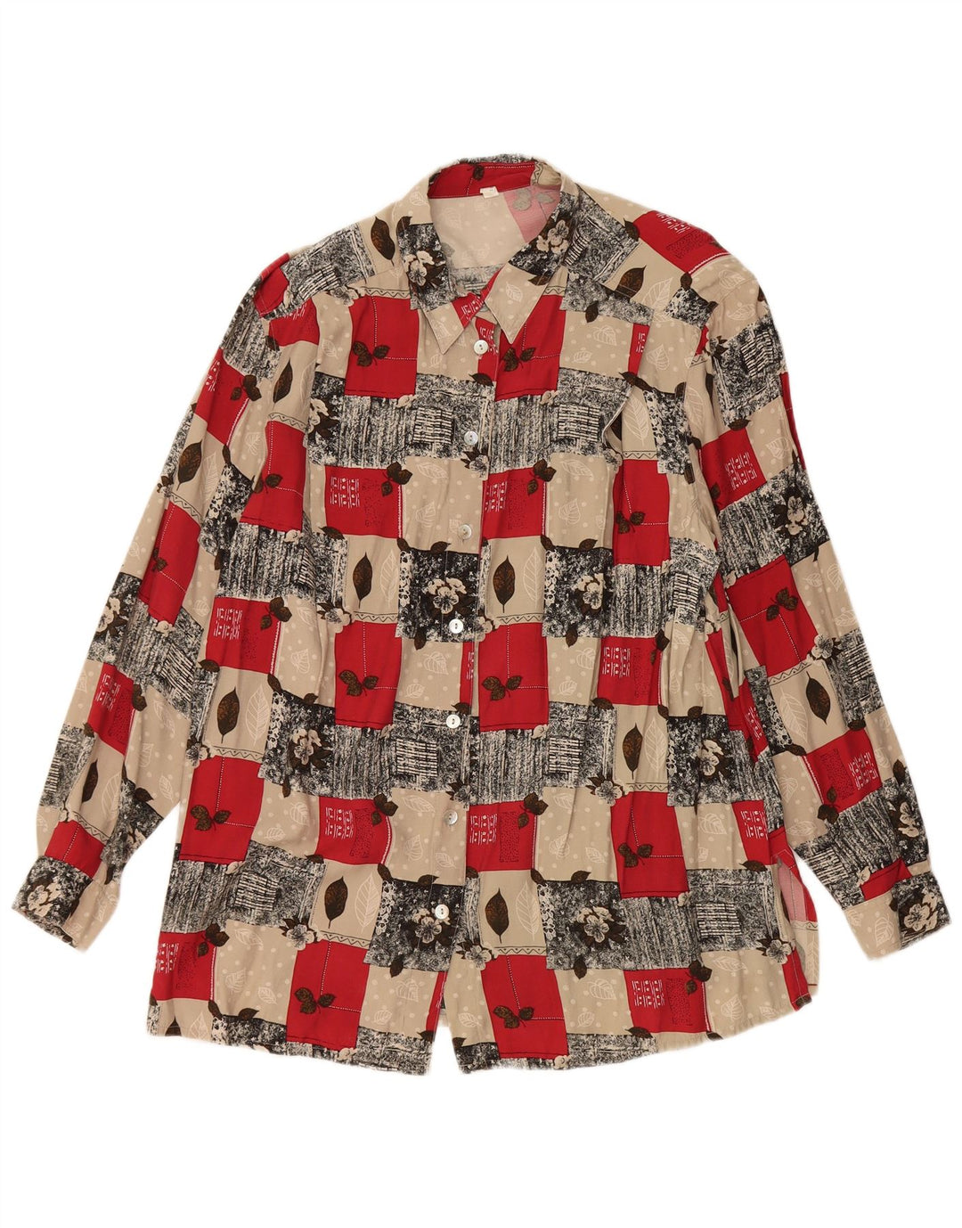 VINTAGE Damen Hemdbluse UK 20 2XL Mehrfarbige florale Viskose