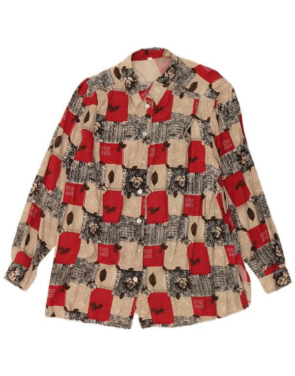 VINTAGE Damen Hemdbluse UK 20 2XL Mehrfarbige florale Viskose