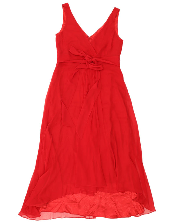 Hobbs Damen Ärmelloses Maxikleid UK 14 Mittelrote Seide