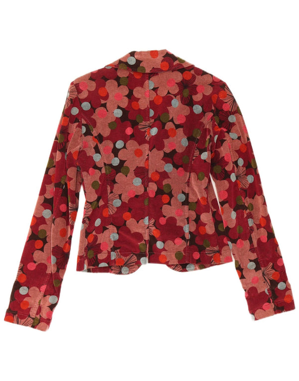 Sisley Damen Crop 2-Knopf-Blazerjacke IT 42 Medium Mehrfarbig mit Blumenmuster