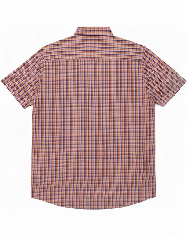 Ascot Sports Mens Short Sleeve Shirt XL Blue Check Cotton