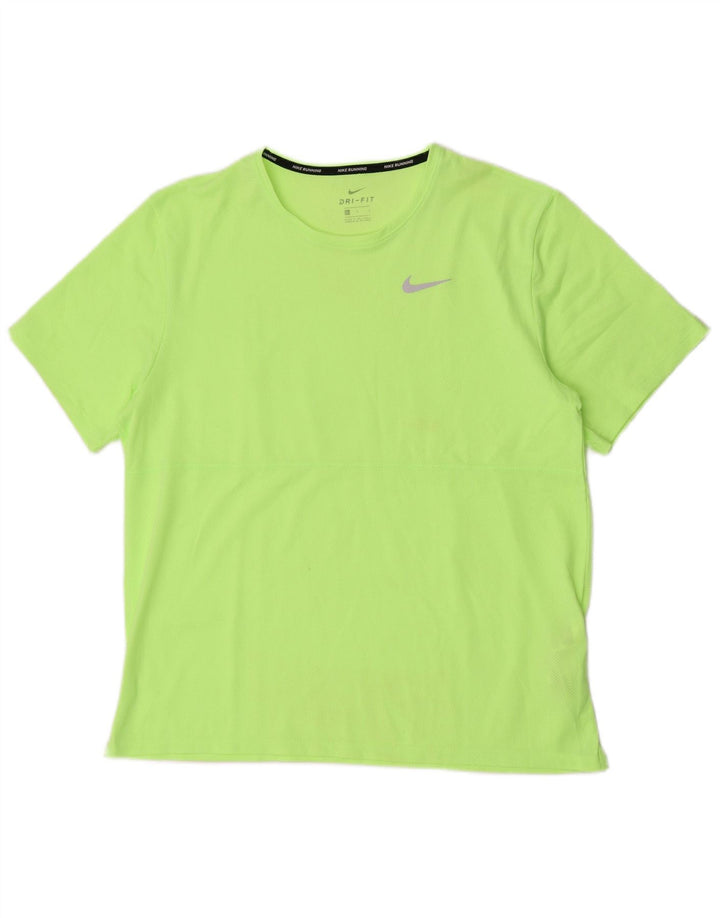Nike Herren Dri Fit Lauf-T-Shirt, Größe L, Grün, Polyester