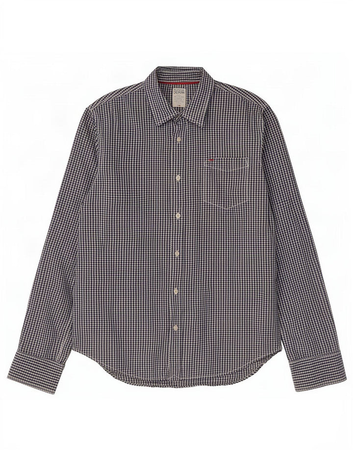 Tommy Hilfiger Herrenhemd, groß, marineblau, Gingham-Baumwolle