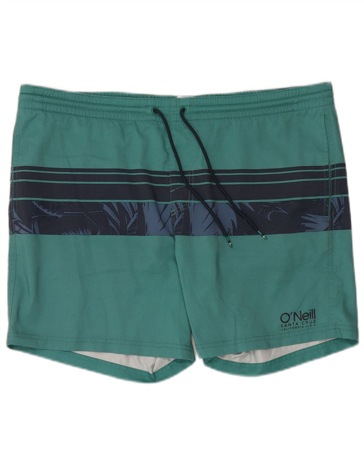 O'Neill Herren-Badeshorts XL, grün gestreift, Polyester
