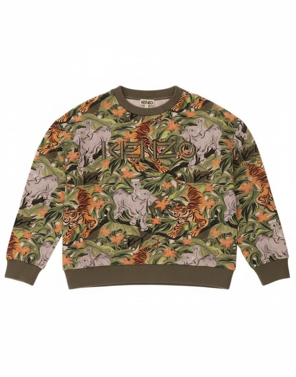 Kenzo Grafik-Sweatshirt für Mädchen, 11–12 Jahre, Khaki, Baumwolle mit Tiermuster