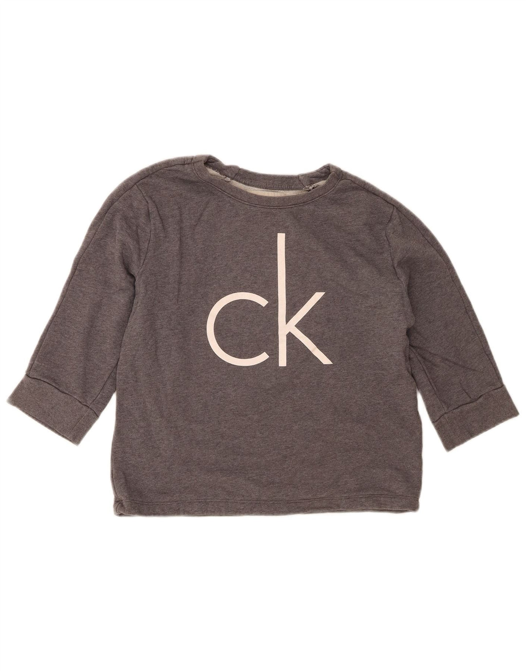 CALVIN KLEIN JEANS Womens 3/4 Sleeve Sweatshirt Jumper UK 14 Medium Grey