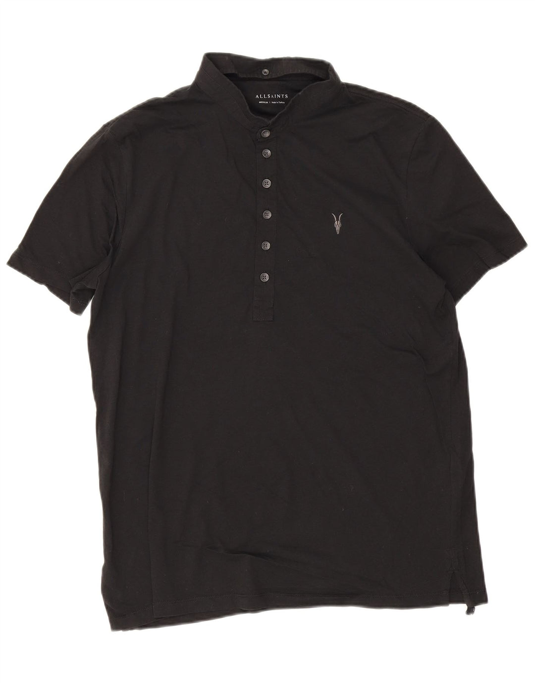 All Saints Herren-Poloshirt aus mittelschwarzer Baumwolle
