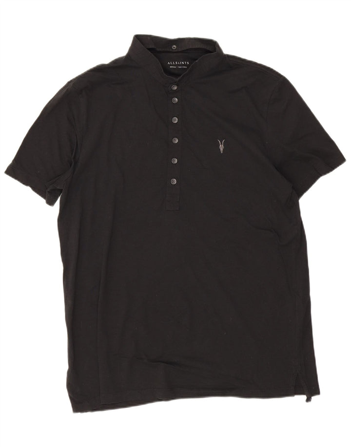 All Saints Herren-Poloshirt aus mittelschwarzer Baumwolle