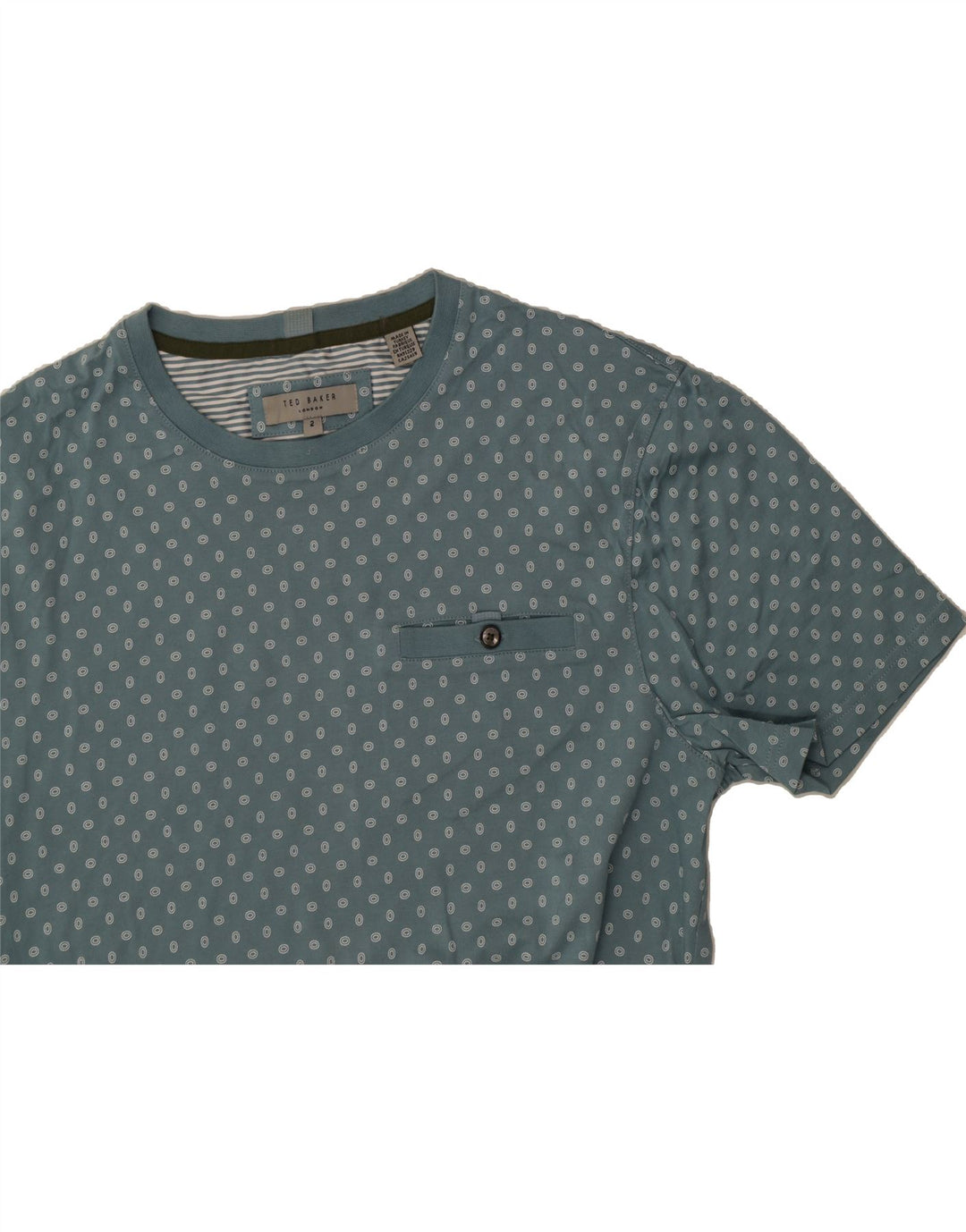 TED BAKER Mens Graphic T-Shirt Top Size 2 Small Blue Spotted Cotton Vintage Ted Baker and Second-Hand Ted Baker from Messina Hembry 
