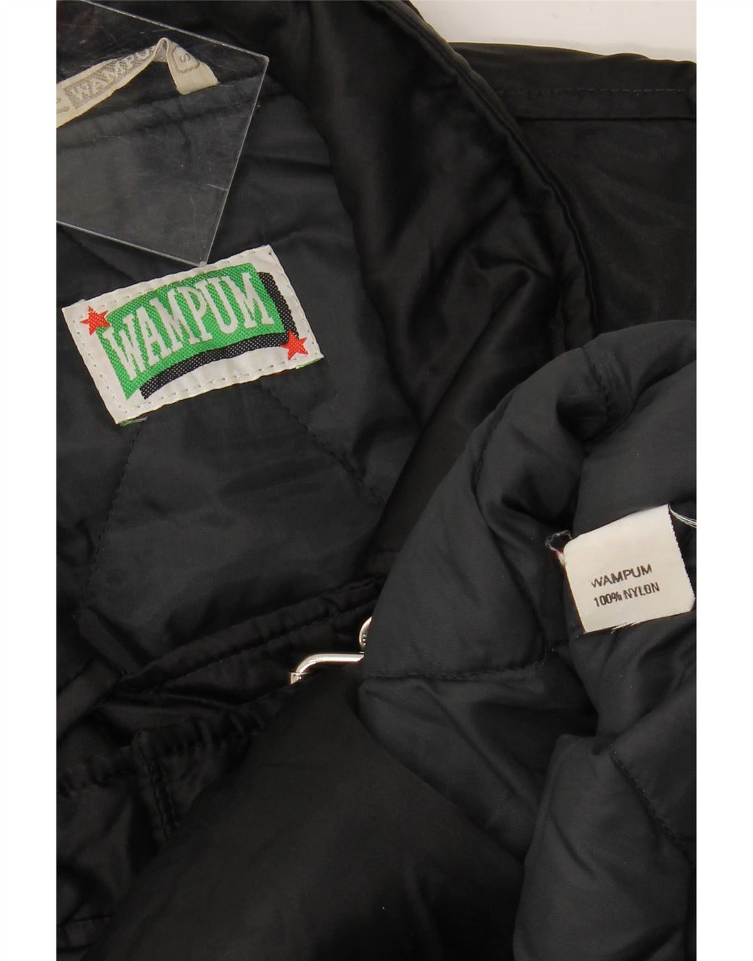 WAMPUM Damen Übergroße Bikerjacke UK 10 Small Schwarzes Nylon