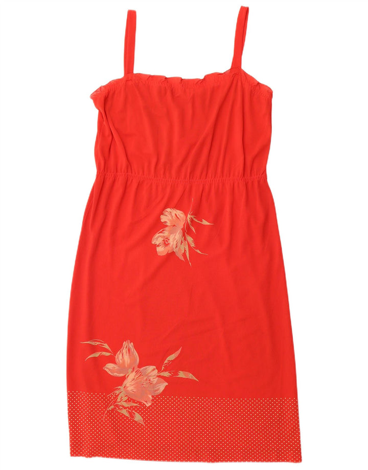 Vintage Damen Sonnenkleid IT 46 Großes rotes Blumen-Triacetat