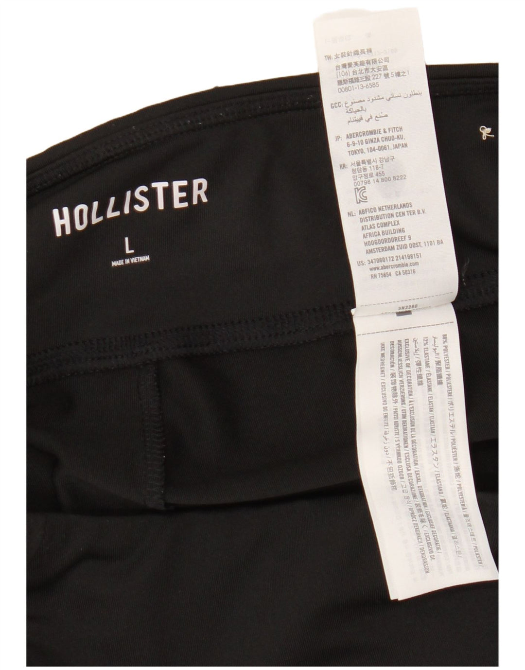 Hollister Damen Leggings UK 16 Large Schwarz Colourblock Polyester
