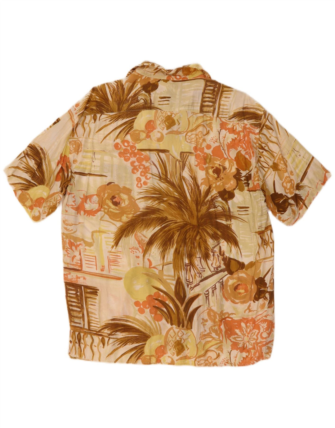 CIAO Herren-Kurzarmhemd Mittelbeige mit Blumenmuster