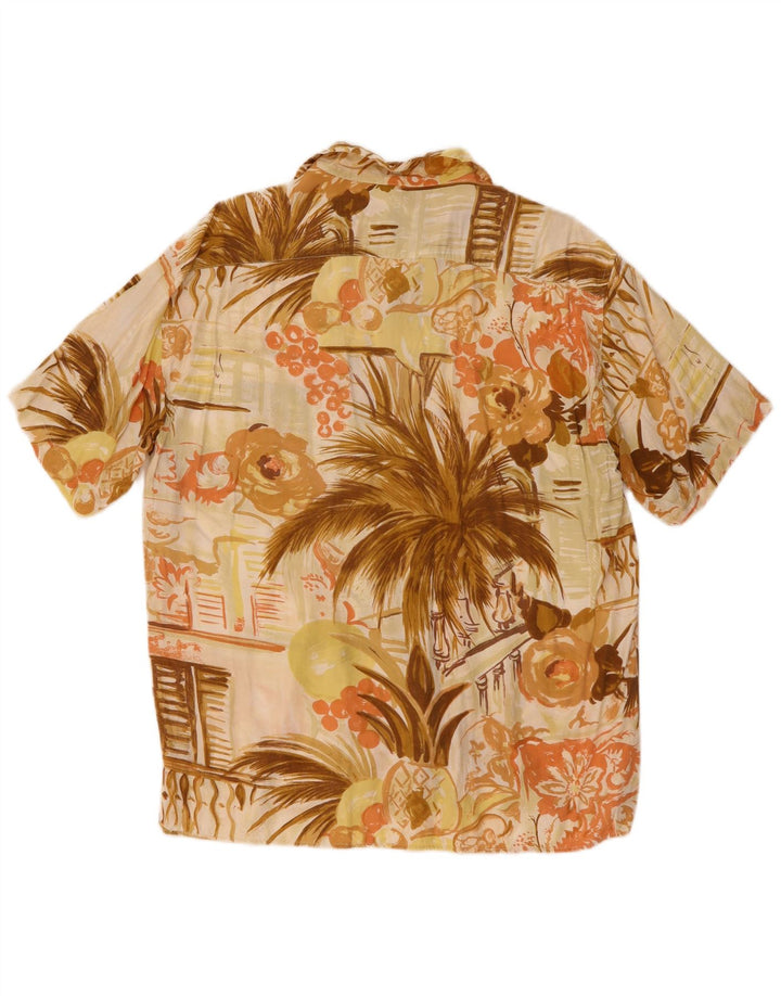 CIAO Herren-Kurzarmhemd Mittelbeige mit Blumenmuster