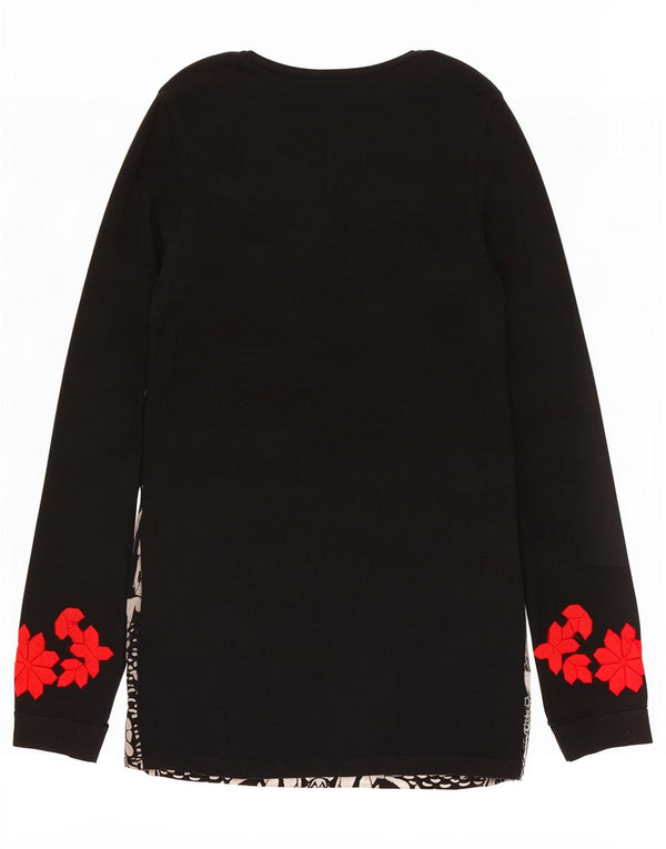 Desigual Damen Blusenoberteil UK 12 Medium Black Floral Cotton