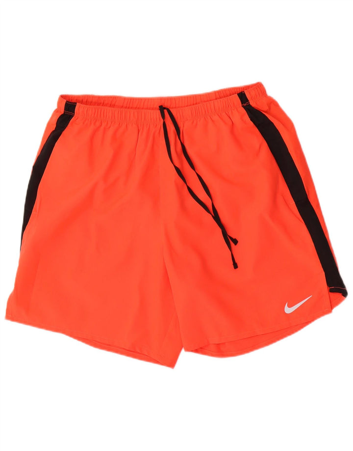 Nike Herren Dri Fit Sportshorts, großes orangefarbenes Farbblock-Polyester