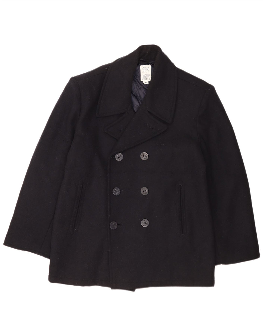 MFH Herren Pea Coat UK 38 Mittelmarineblaue Wolle