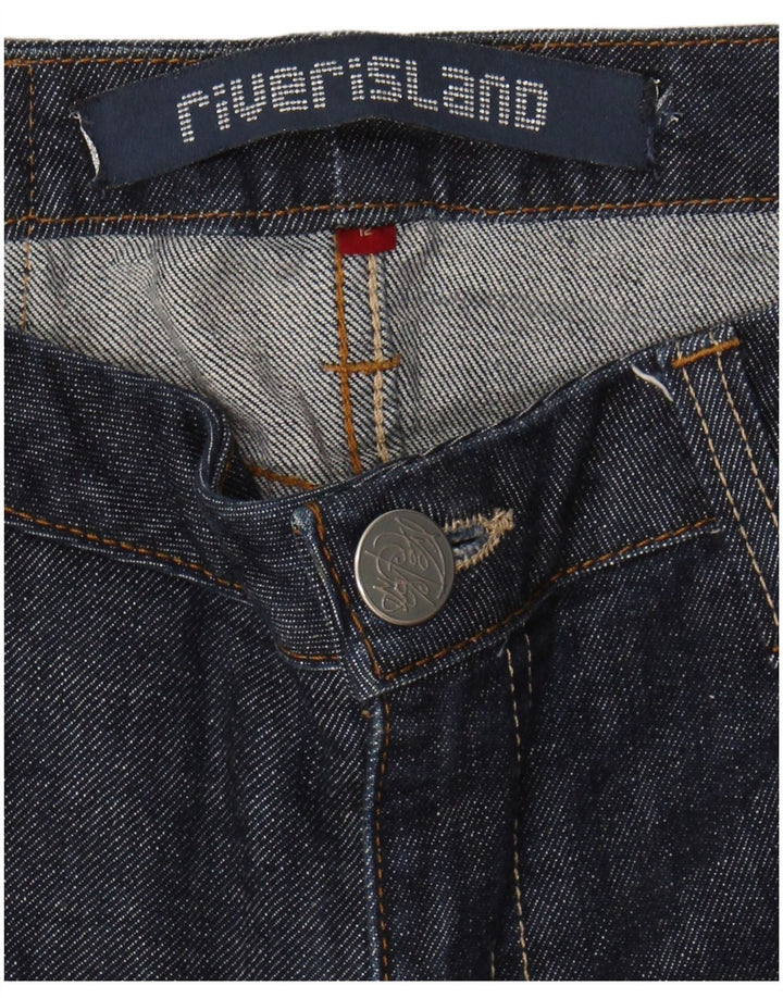 RIVER ISLAND Womens Straight Jeans UK 12 Medium W32 L31 Navy Blue