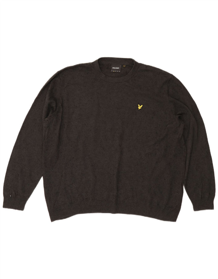 Lyle & Scott Herren-Pullover mit Rundhalsausschnitt, 2XL, graue Baumwolle