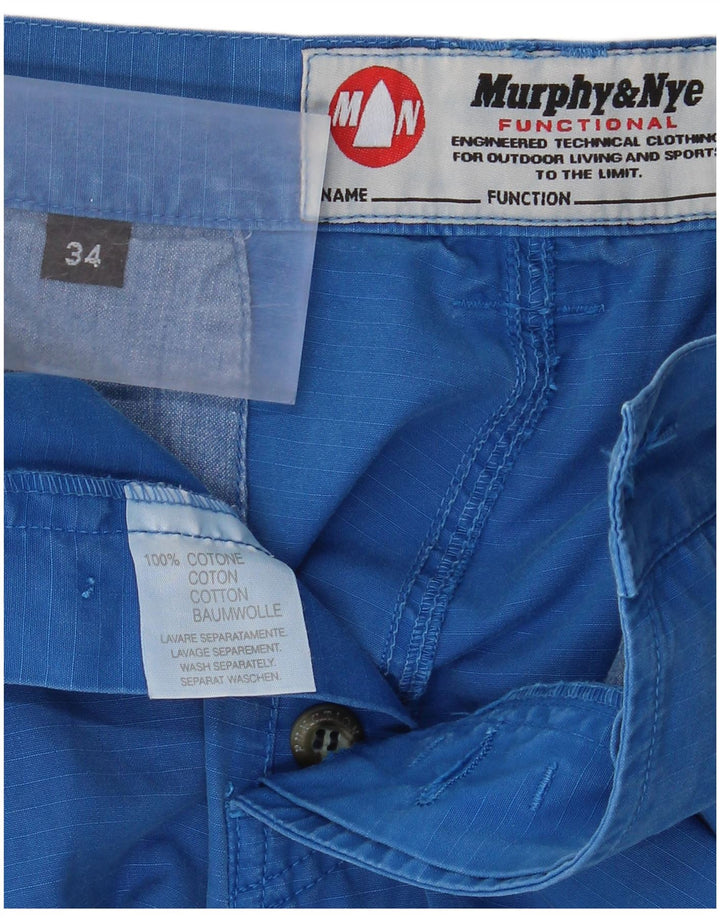 Murphy & Nye Herren Cargoshorts W34 Große blaue Baumwolle