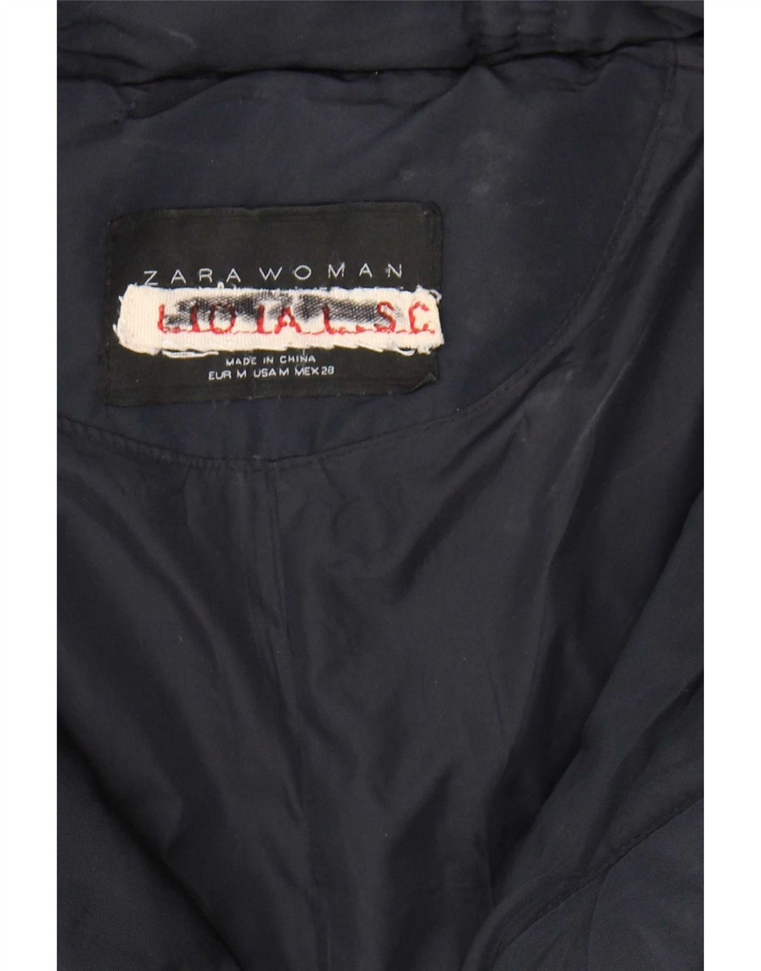 Zara Damen Wattierte Jacke UK 12 Medium Marineblau