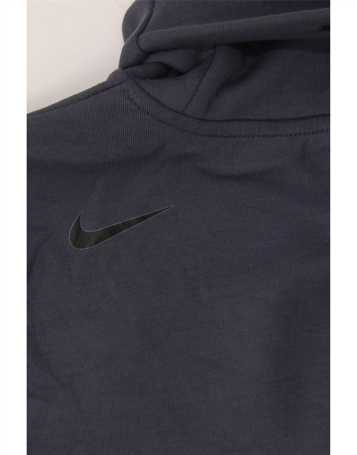 NIKE Womens Crop Sweatshirt Jumper UK 14 Medium Navy Blue Polyester Vintage Nike and Second-Hand Nike from Messina Hembry 