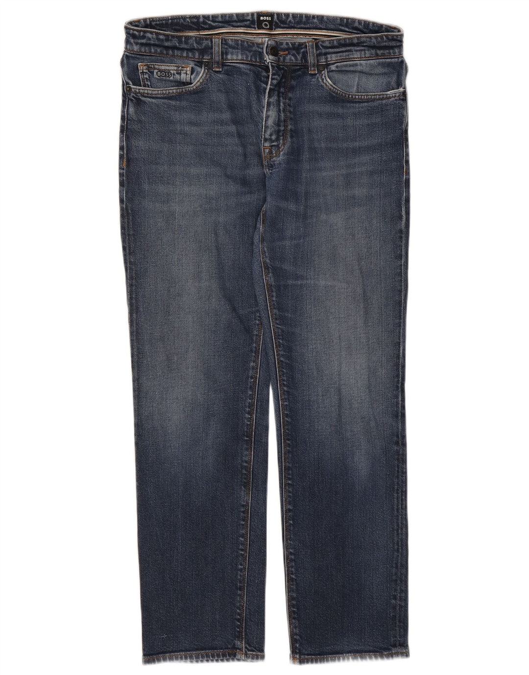 Hugo Boss Herren Straight Jeans W33 L30 Blaue Baumwolle