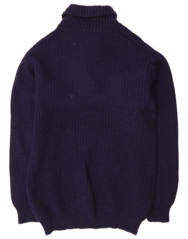 Vintage Damen Schalhalspullover IT 52 2XL Marineblaue Wolle