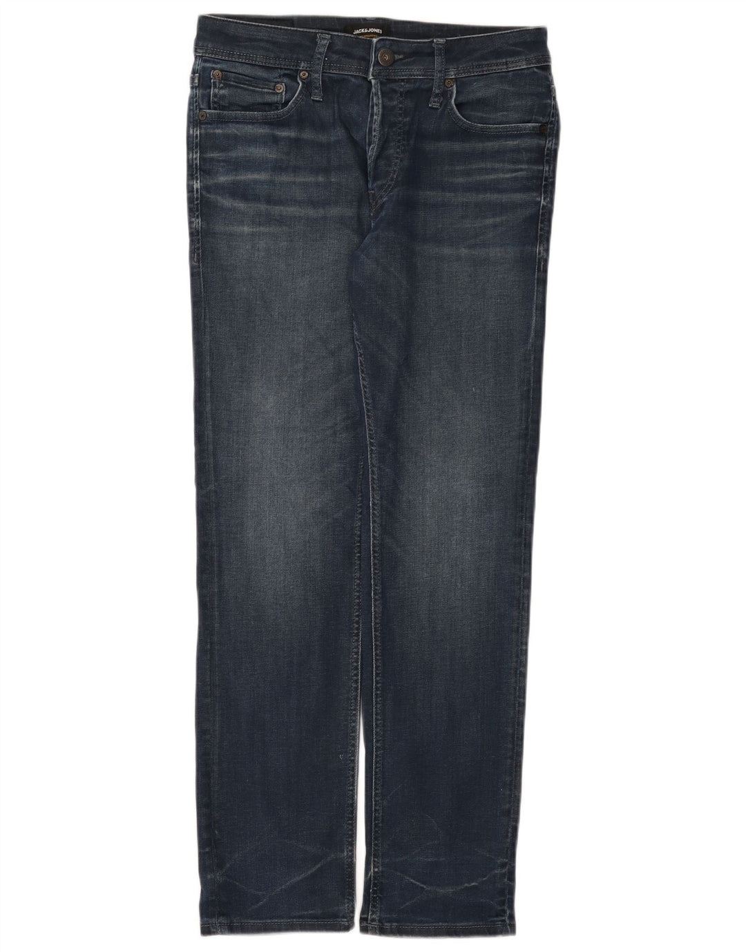 Jack & Jones Herren Straight Jeans W32 L32 Blaue Baumwolle